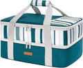 LUNCIA Double Decker Insulated Casserole Carrier for Hot or Cold Food, Lasagna Holder Tote for Potluck Parties/Picnic/Cookouts, Fits 9"x13" Baking Dish, Green