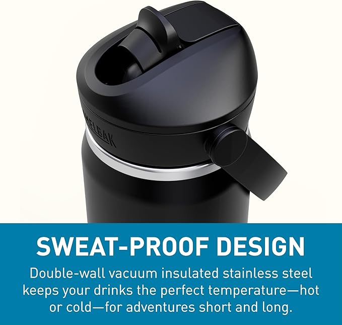CamelBak Thrive Flip Straw Water Bottle 20oz - Insulated Stainless Steel, Black