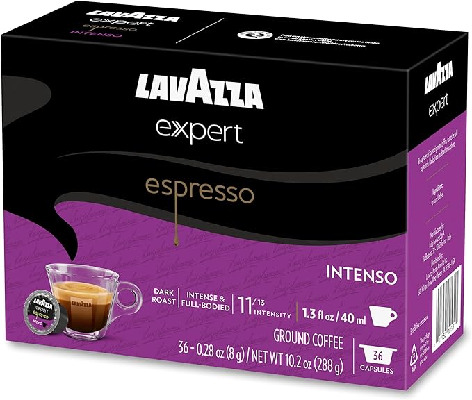 Lavazza Expert Espresso Intenso Capsules, Dark Roast, Arabica and Robusta Blend, Compatible with Lavazza Classy Machines (36 Capsules)