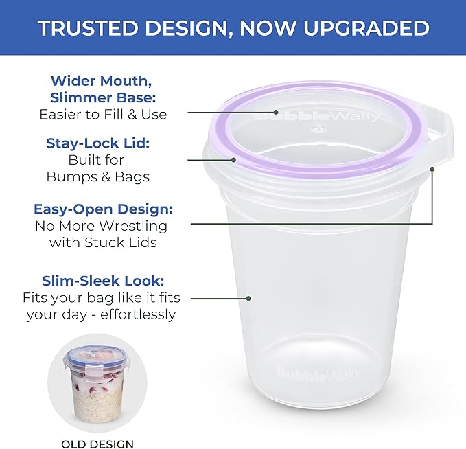 JoyPlus Overnight Oats Containers with Lids Plastic (Purple) - Meal Prep Containers Reusable for Food Storage – 16oz Jars for Breakfast, Snacks, and Lunch