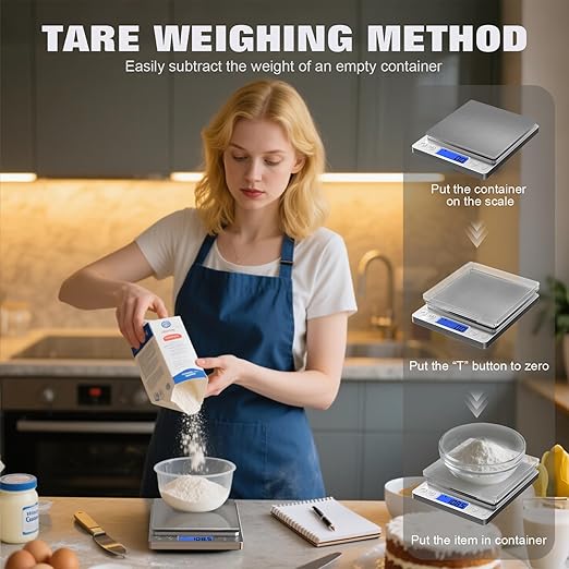 Rechargeable Digital Food Scale with Gram and Ounce, Measuring Range 0.1g/3kg(6.6lb), Smart Kitchen Scale for Food, Baking, Cooking, Sourdough Bread, Weight Loss - Small Kitchen Gadget Product