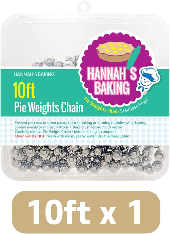 Durable Baking Supplies: Stainless Steel Chain Pie Weights, Reusable and Easy to Clean, Odorless, Safe Pie Weights for Pie Crusts, Oven Safe Baking Beads (10 feet)