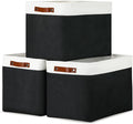 DULLEMELO Large Storage Baskets Fabric Storage Bins, Canvas Storage Basket for Shelf Toys, Decorative Large Storage Bins with Handle for Baby Gift(White&Black)