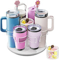 Kssaiz Kssiaz Water Bottle Organizer for 20/30/40oz Stanley & Other Large Tumbler, 6 Slots Stanely Cup Organizer with Straw Sleeve, Cup Bottle Holder for Cabinet Home Countertop Pantry Shelf, White