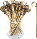 BLUE TOP Bamboo Cocktail Picks 100 PCS Black Bamboo Skewers 6 Inch with Looped Ring,Food Picks,Party Toothpicks for Appetizers,Cocktail Drinks,Barbecue Snacks,Club Sandwiches.