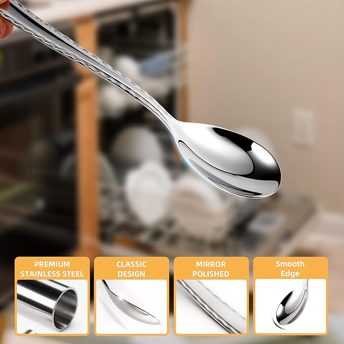 16 Pieces Heavy Duty Teaspoons Set,Tea Spoons Silverware,Food Grade Stainless Steel Dessert Spoons,Mirror Polished and Dishwasher Safe