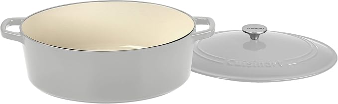 Cuisinart Chef's Classic Enameled Cast Iron Oval Covered Casserole (Cool Grey, 7- Quart)