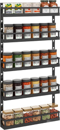 X-cosrack 5-Tier Small Wall-Mounted Spice Rack Organizer, Height-Adjustable, Space-Saving Compact Design for Kitchen Pantry Cabinet, Black