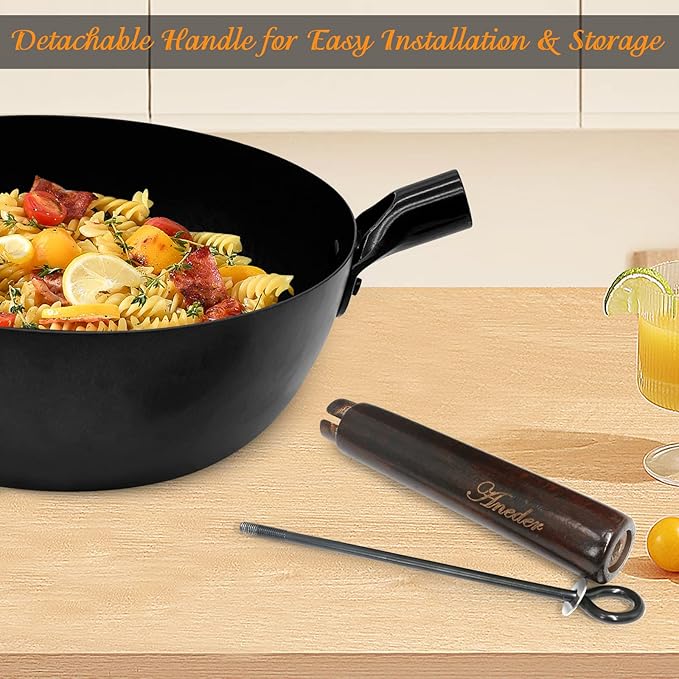 Frying Pan with Lid Skillet Nonstick 10 inch Carbon Steel Wok Pan Woks and Stir Fry Pans for Electric,Induction and Gas Stoves