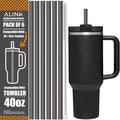 [DISHWASHER SAFE] 6 Pack Replacement Straws for Stanley 40 oz 30 oz Cup Tumbler, 12 inch Long Gray Reusable Plastic Straws with Brush for Stanley, Owala, Yeit Tumbler, BPA FREE