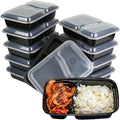 Green Direct Lunch Box Sets/Large Food Container with Lid / 2 Compartment Bento Box, Microwaveable, Freezer & Dishwasher Safe, Leak Proof, 10 Pack