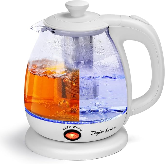 Taylor Swift Electric Kettle with Tea Infuser, 1L Small Electric Kettle with Keep Warm, LED Light Hot Water Boiler & Heater for Coffee & Tea, Auto Shut-Off & Boil Dry Protection, BPA Free, White