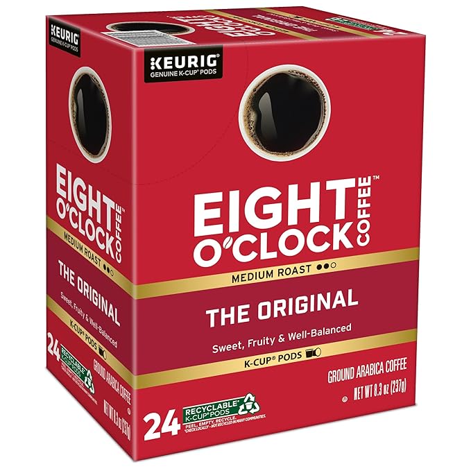 Eight O'Clock Coffee The Original, Single-Serve Keurig K-Cup Pods, Medium Roast Coffee Pods, 96 Count