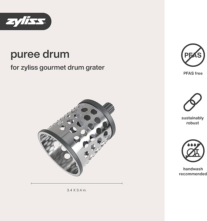 Zyliss E900058 Puree Drum Blade, Stainless Steel, Mashing, Puree, for Use with Zyliss Rotary Cheese Grater, 5 Year Guarantee