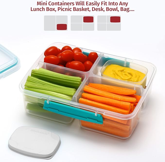 Reusable Airtight Containers 3 oz 8 pack - Snacks, Baby/Toddler Food/Puree, Condiments, Picnics & Lunch - Plastic Food Storage - Dishwasher, Microwave, Freezer Safe - BPA Free