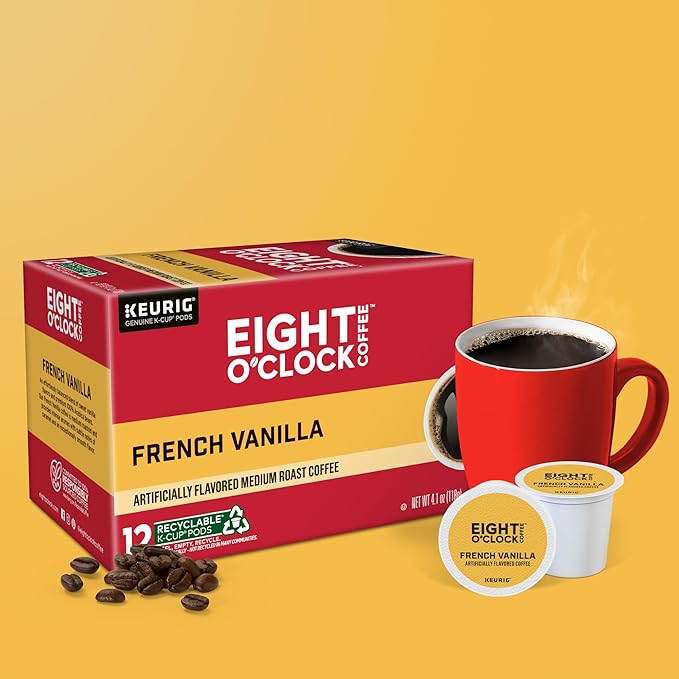 Eight O'Clock Coffee French Vanilla, Single-Serve Coffee K-Cup Pods, Medium Roast, 72 Count