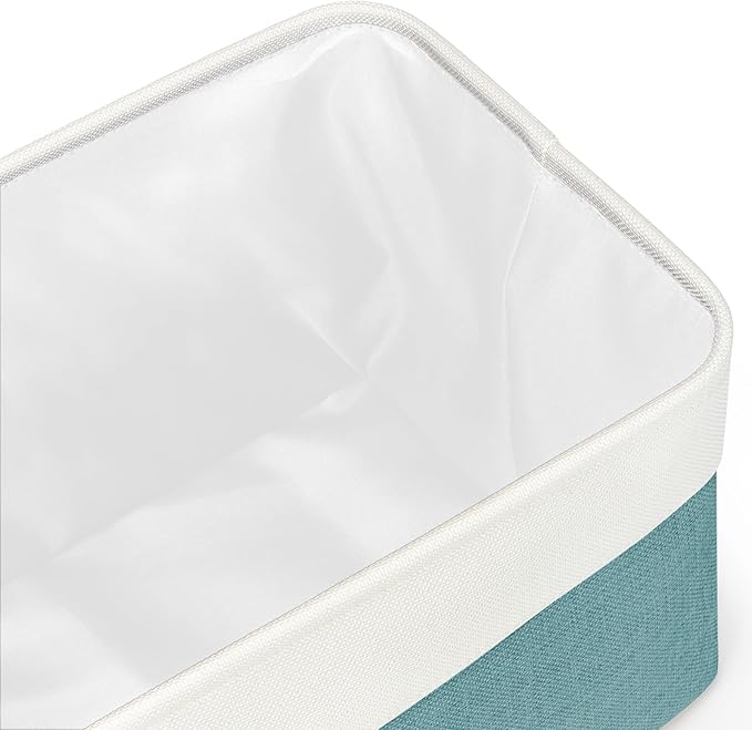 Kntiwiwo Foldable Storage Bin Collapsible Fabric Storage Basket Cube with Durable Handles Closet Organizer Bins for Organizing Shelves Drawers, Set of 3, 15" x 10" x 9.5", Teal