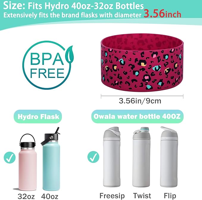 WK IEASON Protective Silicone Base Boot for Hydro Flask Mouth, Anti-Slip Silicone Sleeve Cover Bumper for Hydro Water Bottle Accessories -3.56inch Bottom Diameter
