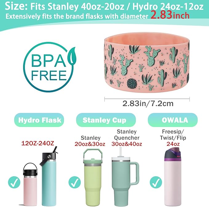 WK IEASON Protective Silicone Base Cover Boot for Hydro Flask Wide Mouth/Standard Mouth, Anti-Slip Silicone Bottom Bumper As Hydro Flask Water Bottle Accessories-2.83inch Bottom Diameter