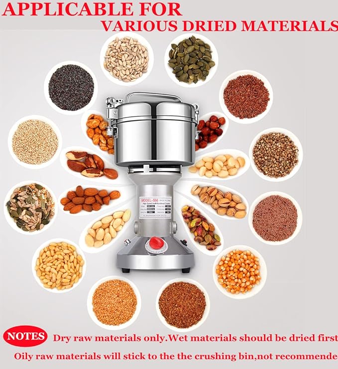 LEJIEYIN Electric herb Grinder 550g High Speed Electric Stainless Steel Spice Flour Mill Herb Grinder Powder Machine for Dry Food Grin