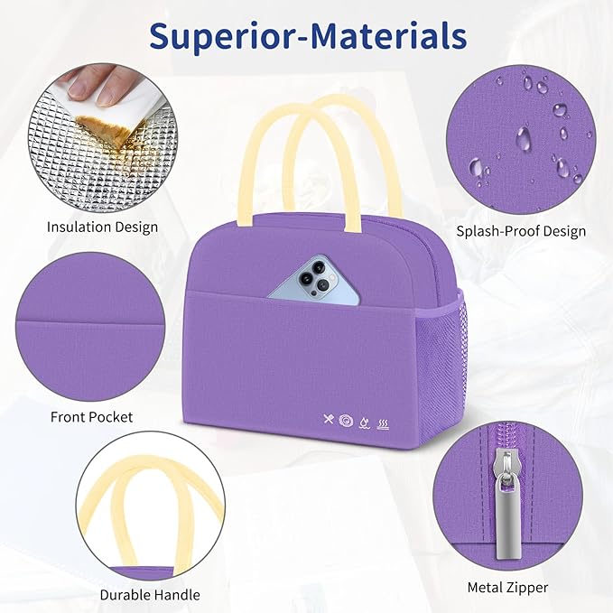 DALINDA Lunch Bag Lunch Box for Women Men Reusable Insulated Lunch Bags for Adults,Leakproof Cute Cooler Lunch Tote Bag, Large Capacity for Work Travel Picnic