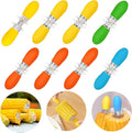 16 Pcs/8 Pairs Corn Holders, PEOUWNES Stainless Steel Corn Cob Holders Corn on The Cob Skewers, Interlocking Double BBQ Fork Skewers for Home Cooking Parties Camping (4 Colors)