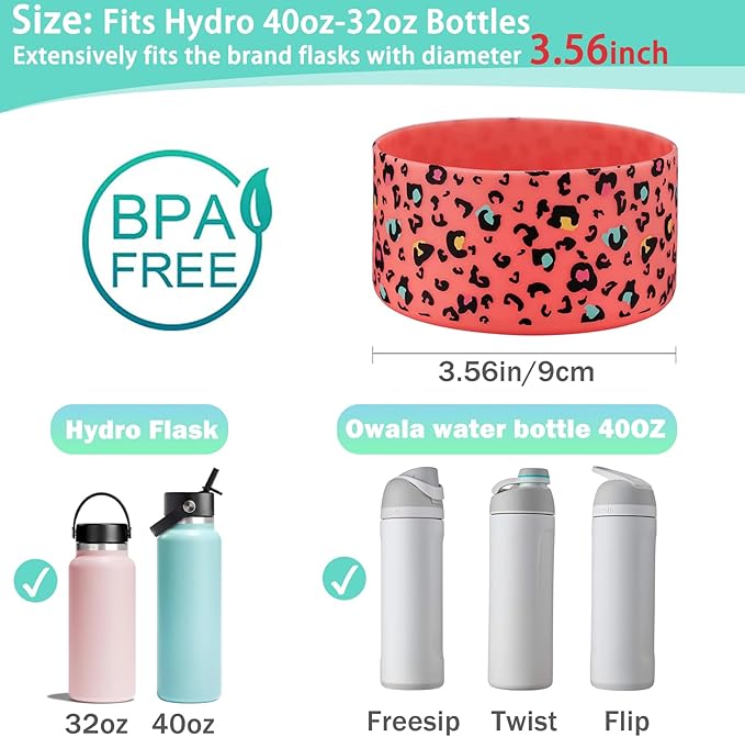 WK IEASON Protective Silicone Base Boot for Hydro Flask Mouth, Anti-Slip Silicone Sleeve Cover Bumper for Hydro Water Bottle Accessories -3.56inch Bottom Diameter