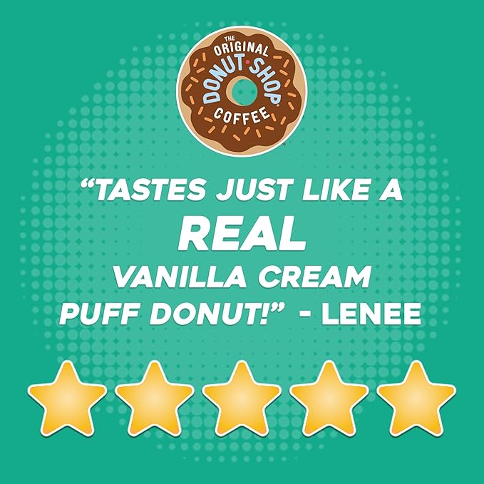 The Original Donut Shop Vanilla Cream Puff Coffee, Keurig Single Serve K-Cup Pods, Medium Roast, 96 Count