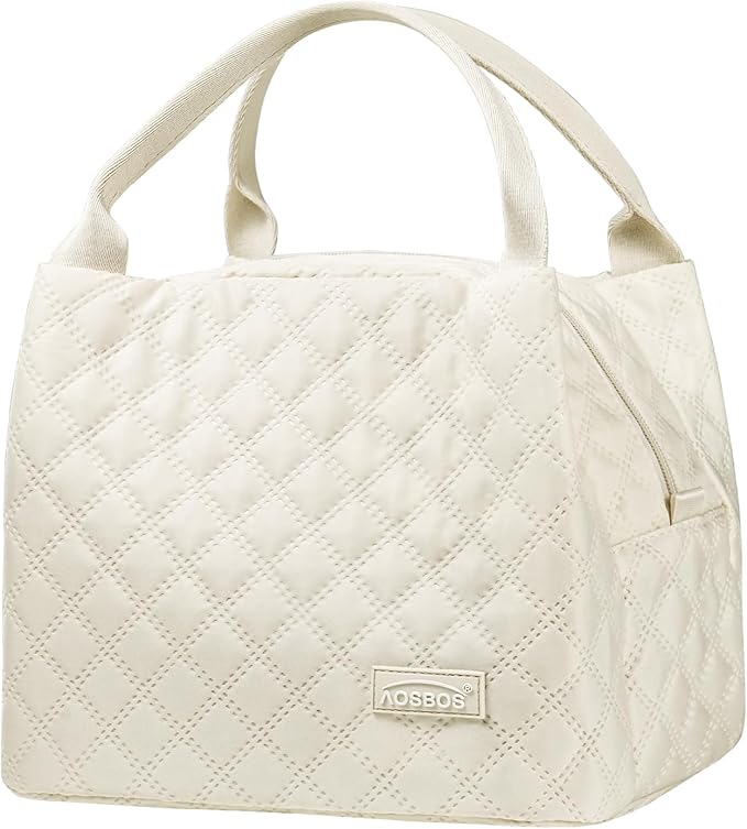 Aosbos Lunch Bag Women Insulated Lunch Box for Women Lunch Tote for Adult Lunch Cooler Bag Lunchbox for Work Office Picnic，beige