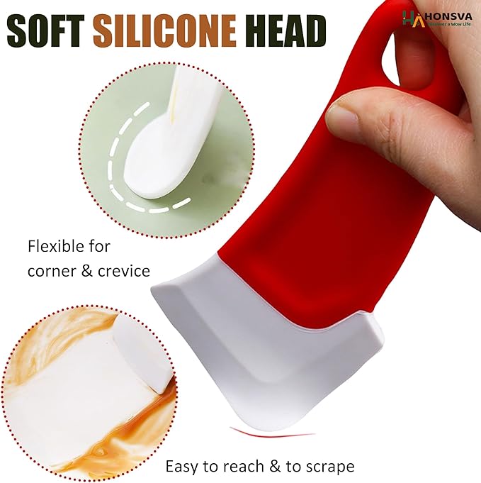 Silicone Dish Scraper to Kitchen Cleaning for Pans, Pots, Bowls, Non-stick Scraping Spatulas Tool,3 Pcs (Yellow, Green and Red)