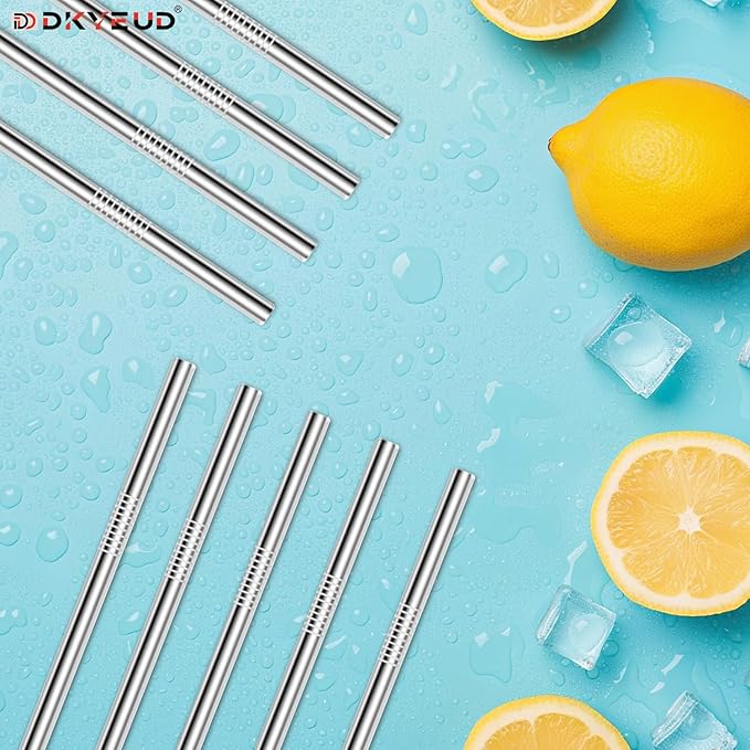 Newly Upgraded Extra Long 12In Metal Straws Reusable Set 12 PCS,BPA Free, Eco-Friendly Stainless Steel Straws Fit 40 oz Tumbler,for Hot/Cold Drinks