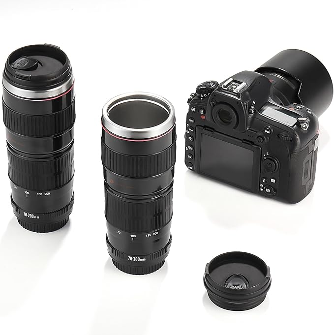 Camera Lens Coffee Mug with Slider Lid - Perfect Photographer Gifts for Men and Women, Unique Gifts for Photography Enthusiasts and Shutterbug Friends!