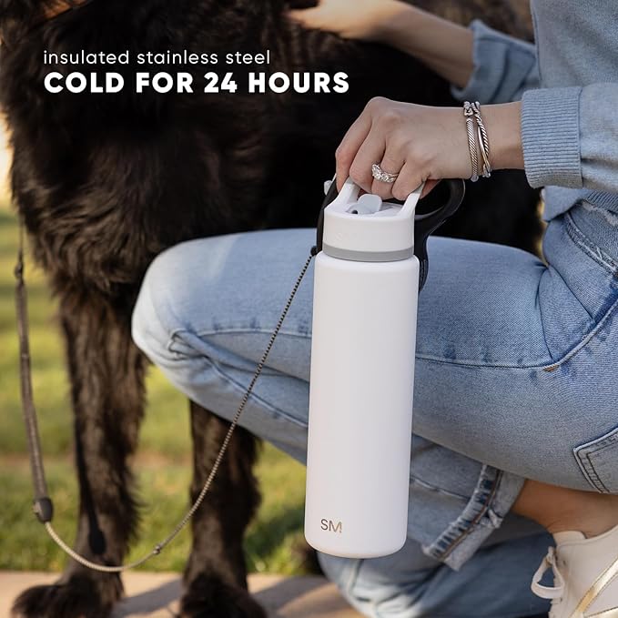 Simple Modern Kids Water Bottle with Straw Lid Vacuum Insulated Stainless Steel Metal Thermos Bottles | Reusable Leak Proof BPA-Free Flask for School | Summit Collection | 18oz, Almond Birch