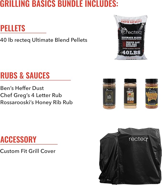 recteq Patio Legend 400 Pellet Smoker, Pellet Grill with Wifi & App Connectivity, Outdoor Smokers Grills, Wood Pellet Grills, Temp Range 180° to 700+°, Smoker Grill + Grilling Basics Bundle