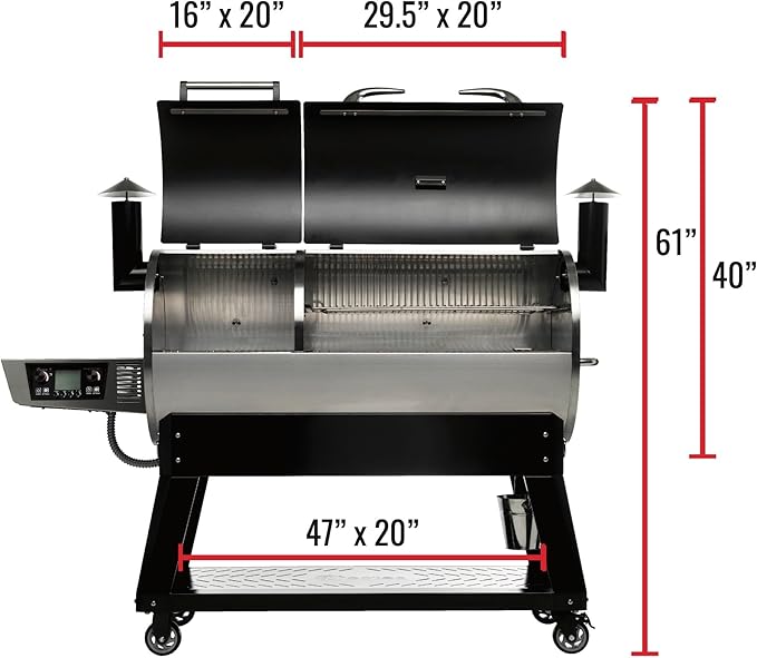 recteq DualFire 1200 Wood Pellet Smoker Grill, Wi-Fi Electric Pellet Grills, Dual Chambers for Hot and Fast + Low and Slow Cooking, DualFire 1200 + Grilling Essentials Bundle
