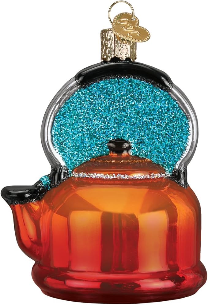 Old World Christmas 32349 Ornaments: Coffee and Tea Gifts Glass Blown Ornaments for Christmas Tree, Tea Kettle