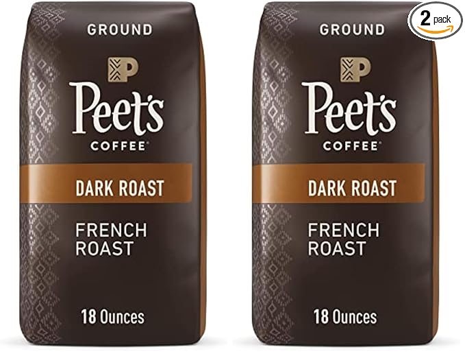 Peet's Coffee Dark Roast Ground Coffee | French Roast | 36 Ounces | 2 Bags
