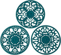 Extra Thick Silicone Trivet Mat for Hot Dishes, Hot Pots and Pans, Pot Holder, Hot Pad to Portect Your Table and Countertop, Kitchen Decor and Accessories,Teal, Set of 3
