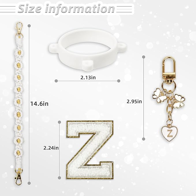 Cute Letter Charm Set Compatible with Owala Water Bottle 24 oz, 32 oz, 40 oz, Owala Kids, Owala Coffee Tumbler, Owala FreeSip – Includes Handle Strap, for Owala Accessories & Stanley Cup Accessories