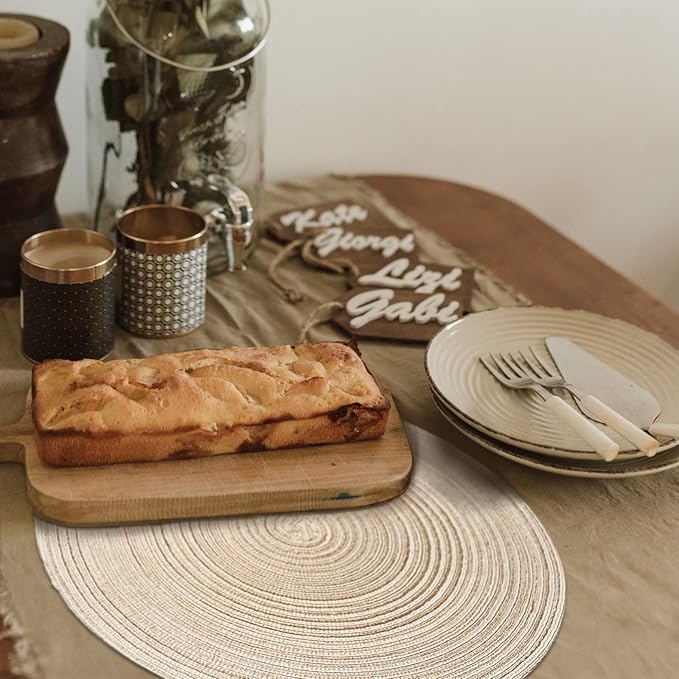 FunWheat Round Braided Placemats Set of 6 Easy Clean Place mats for Dining Tables Woven Heat Resistant Washable Table Mats 15 inches(Beige)