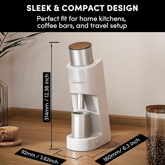 Burr Coffee Grinder,Wirsh Electric Single Dose Coffee Grinder Geimori GU38 with 38mm 6-Core Conical Burr,Stepless Adjustment for Espresso,Drip,French Press,Cold Brew,Bellows Included.