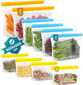 IDEATECH 12Pack Food Storage Bags Dishwasher Safe, BPA Free Reusable Snack Bags, Leakproof Reusable Gallon Freezer Bags for Lunch,Travel(2Gallon 4Quart 4Snack, Colored)