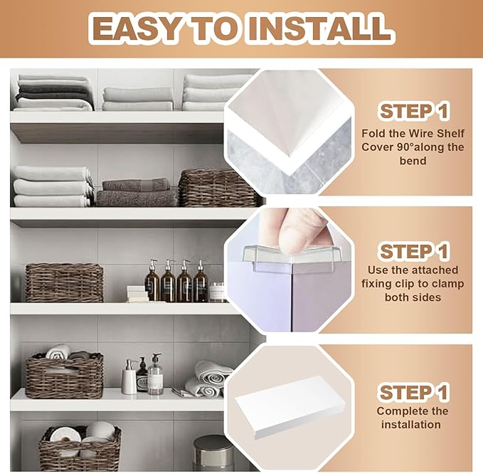 5 Pcs Wire Rack Covers 30x16x2.5 inch PVC Pantry Shelf Cover 0.31 inch Thick Removable Closet Wire Rack Shelf Covers,Decoration Kitchen Bathroom Office Shelving (Light Luxury White,30x16x2.5inch)