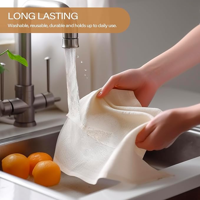 eFond Cheesecloth, 18 Square Feet Grade 100 Cheese Cloths for Straining Reusable, Washable, Lint Free and Ultra Fine Mesh Unbleached Pure Cotton Muslin Cloths for Cooking with Hemmed 2 Edges (2 Yards)