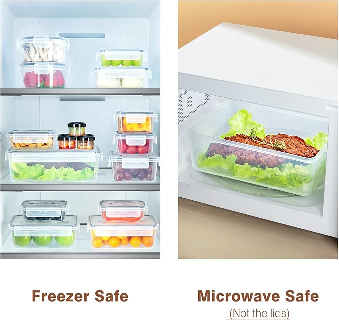 KAGUYA 36 PCS Food Storage Containers with Lids, Plastic Food Containers for Pantry Organizers and Storage, 1.4 Oz - 85 Oz, 100% BPA Free, Leak-Proof, Microwave and Freezer Safe