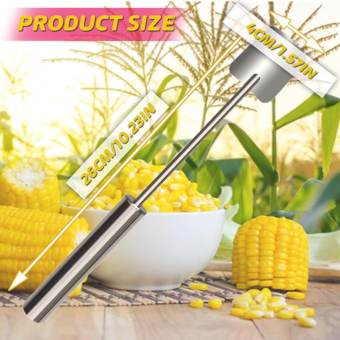 Cozy Home Corn Peeler, Corn Kernel Removers, Long Handle Stainless Steel Corn Stripping Tool Thresher Scraper for Home Kitchens, Restaurant Chefs (2PCS-A)