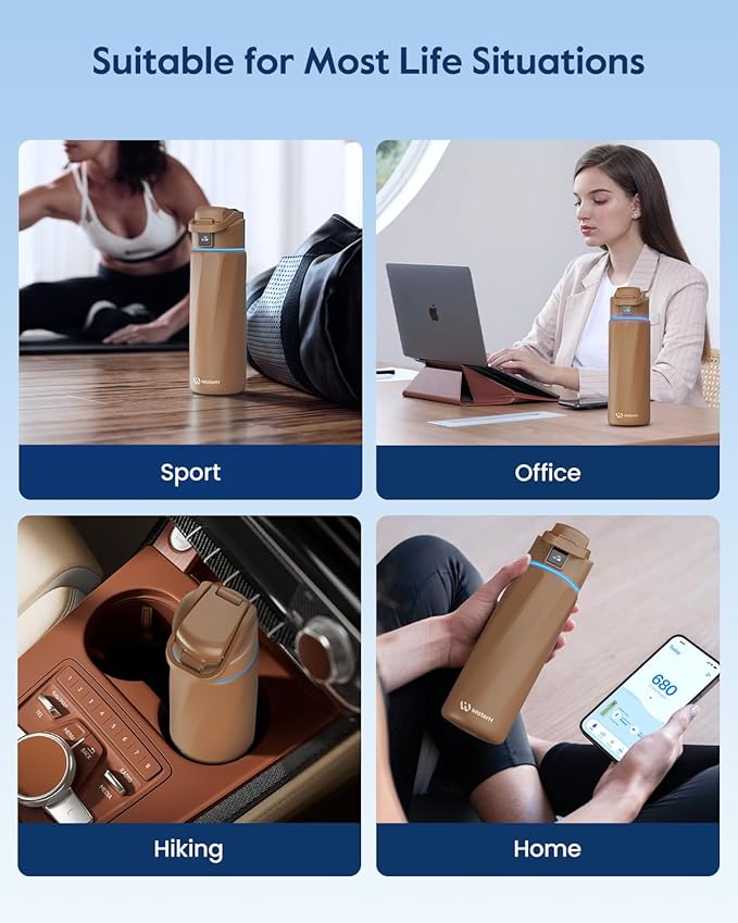 Boost Smart Water Bottle that Reminds You to Drink, 24oz BPA-Free Stainless Steel Vacuum Insulated Bottle, Wide Mouth Water Tracker Bottle with APP, Ideal Gift for Christmas, Thanksgiving Day