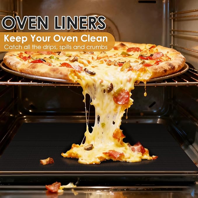 HOTEC Oven Liners for Bottom of Oven Heat-Resistant 500°F - 3 Pack 17x25" Large Heavy Duty Non-Stick Reusable Oven Mat for Electric, Gas, Toaster, Ovens - BPA & PFOA Free,Dishwasher Safe