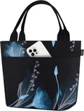 Aosbos Lunch Tote Bag, Insulated Lunch Box for Women, Leakproof Lunch Cooler Purse for Work, Black Dream Flower
