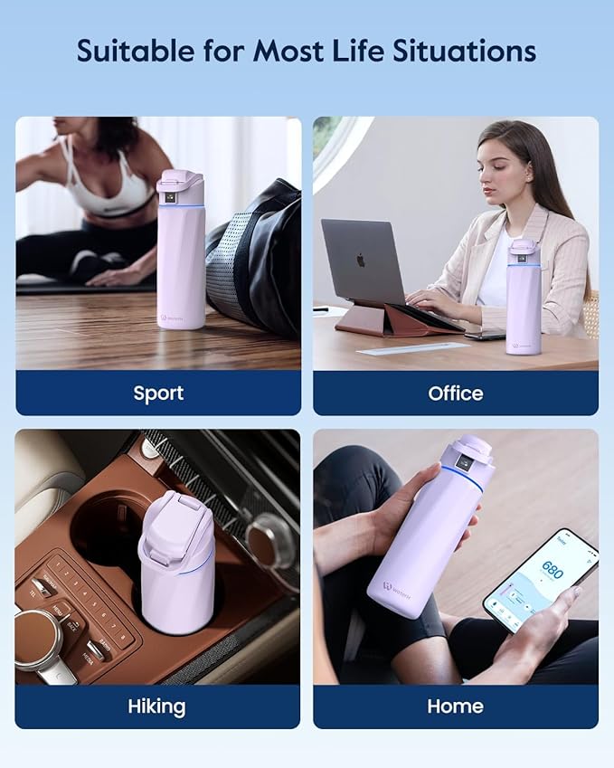 Boost Smart Water Bottle that Reminds You to Drink, 24oz BPA-Free Stainless Steel Vacuum Insulated Bottle, Wide Mouth Water Tracker Bottle with APP, Ideal Gift for Christmas, Thanksgiving Day